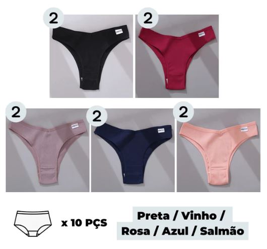 Calcinha Antibacteriana Comfi - Kit com 10 Unidades ✅