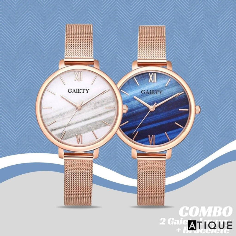 Combo 2 Relógios Gaiety Luxury + Brinde Bracelete Pearl - Atique Store