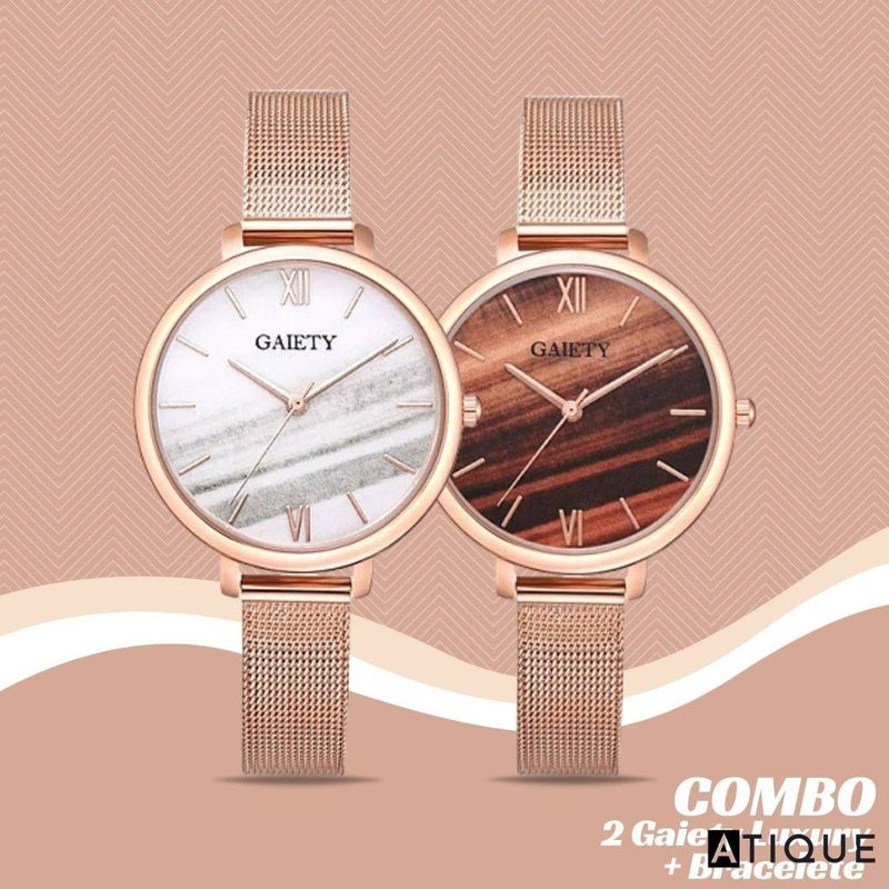 Combo 2 Relógios Gaiety Luxury + Brinde Bracelete Pearl - Atique Store