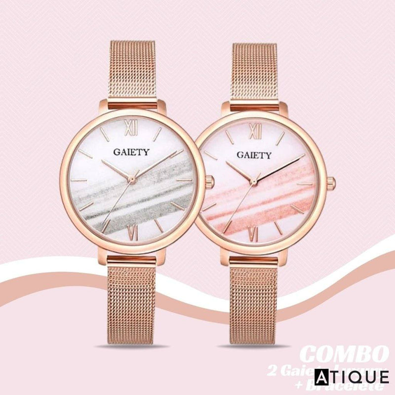 Combo 2 Relógios Gaiety Luxury + Brinde Bracelete Pearl - Atique Store